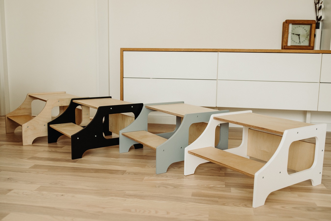 Duck Woodworks, Kjøkkenskammel hvit/natur - Bilde 6