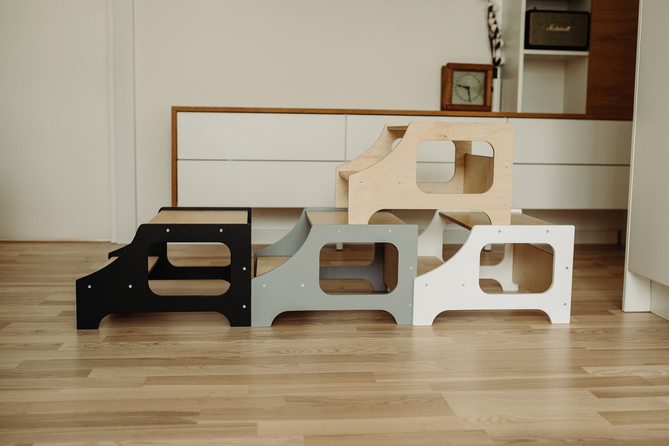Duck Woodworks, Kjøkkenskammel hvit/natur - Bilde 7