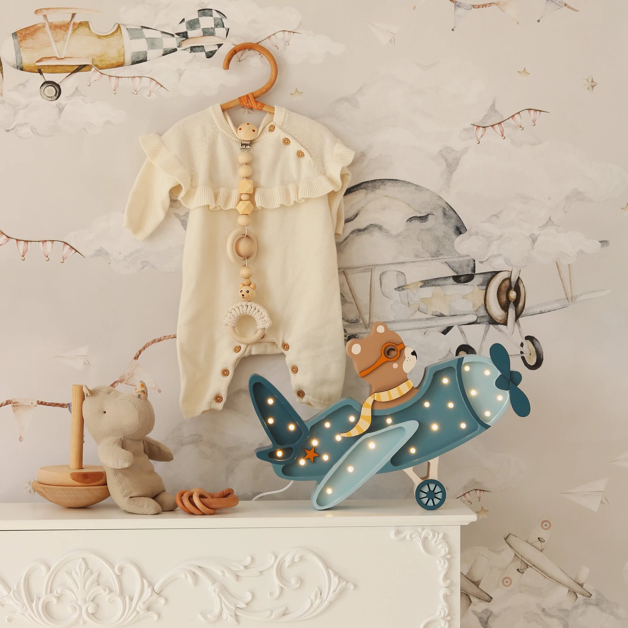 Little Lights, Nattlampe til barnerommet, Vintage fly blå - Bilde 3