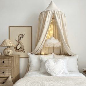 Stor maxi natur sengehimmel i muslin og lin, Cotton & Sweets
