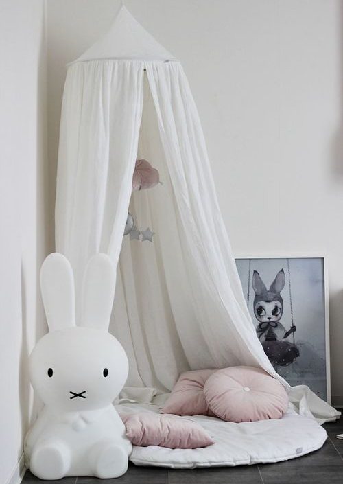Stor hvit maxi sengehimmel i lin, Cotton&Sweets