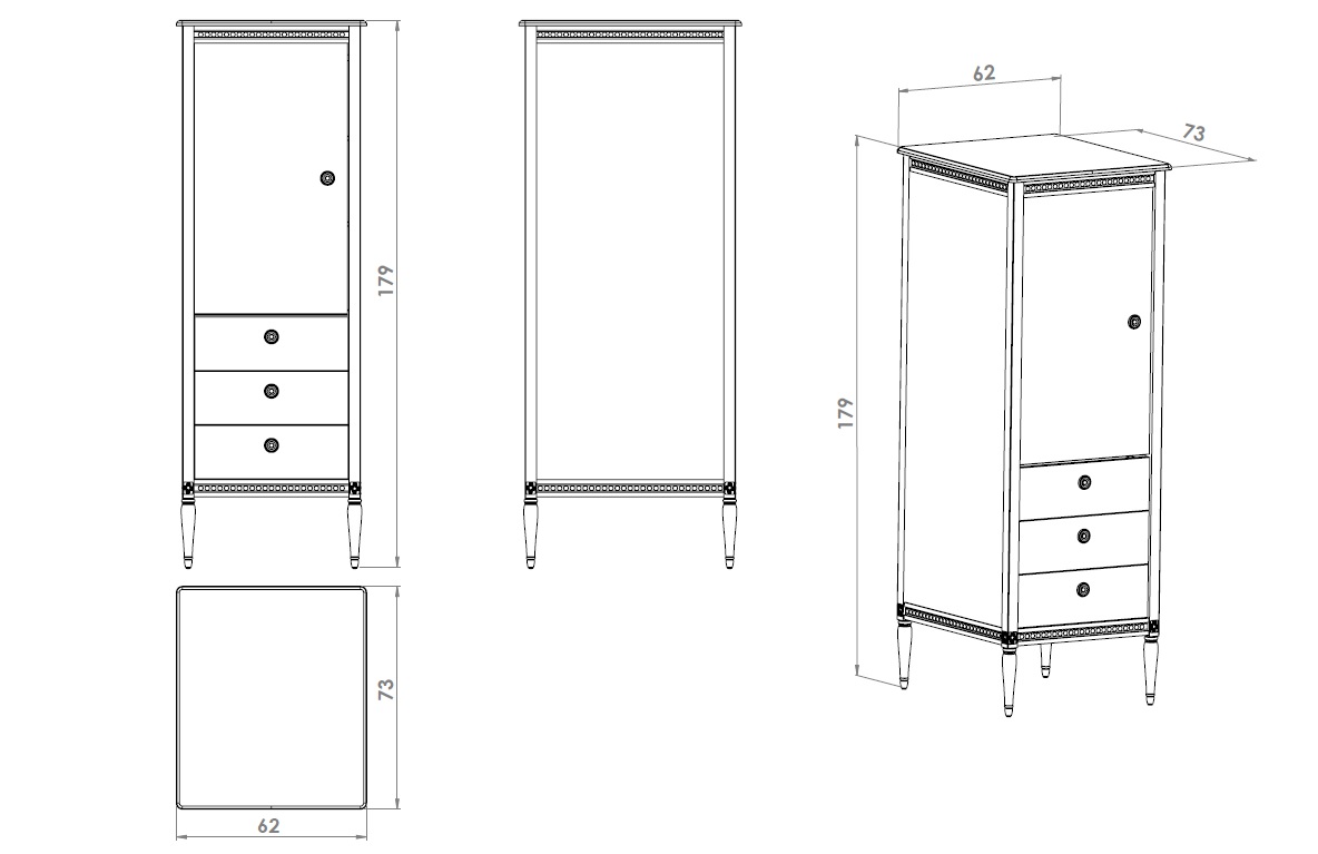 Antikk garderobe til barnerommet, hvit - Bilde 6