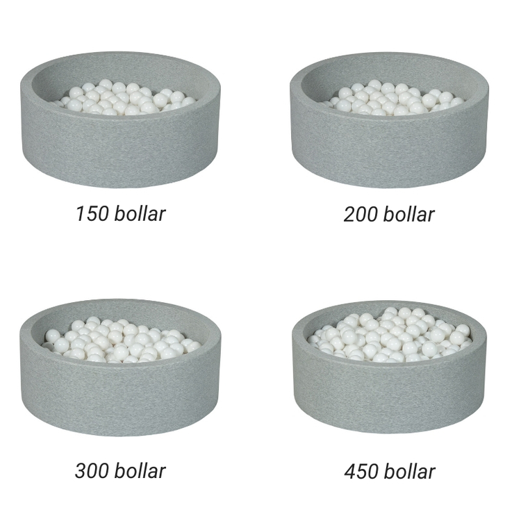 Lysegrå ballhav BASIC, 90x30 med baller (pudderrosa, hvit, pearl, grå) - Bilde 3