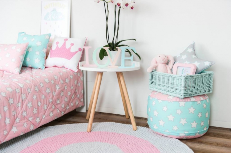 Sittepouf pink&mint stjerner - Bilde 3