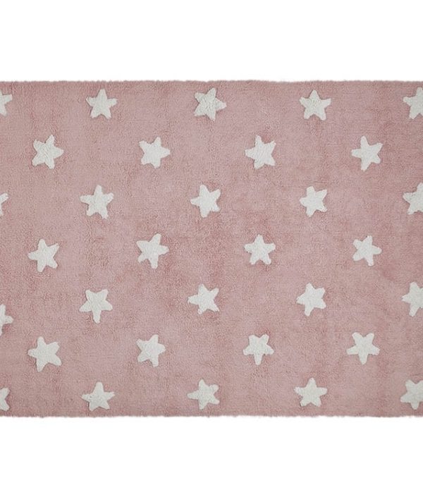 Lorena Canals teppe til barnerommet 120 x 160, stars pink/white