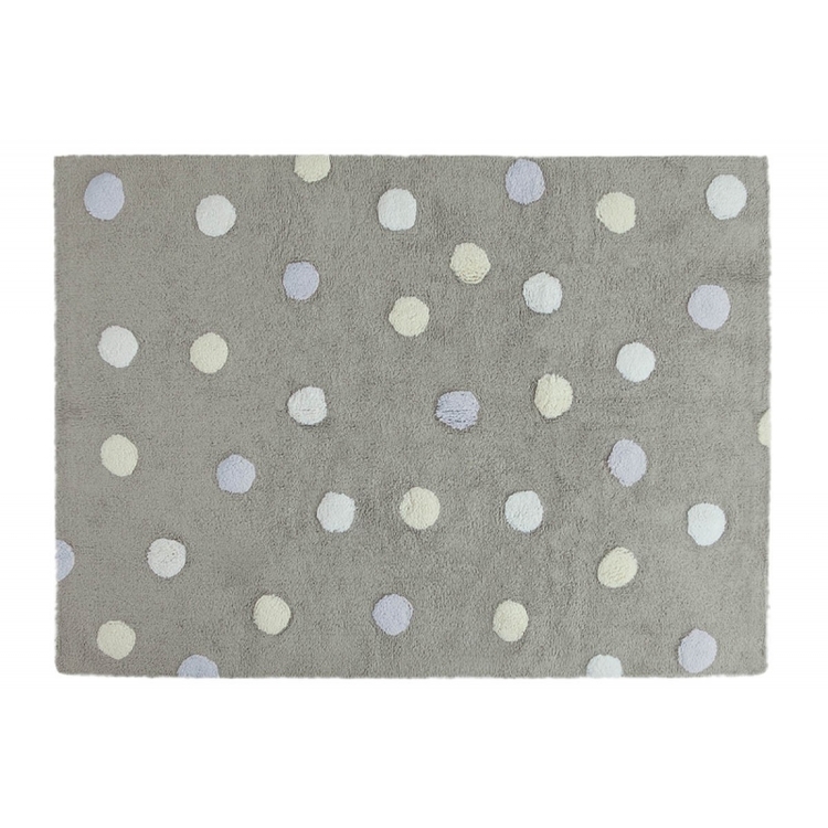 Lorena Canals teppe til barnerommet 120 x 160, polka grey/blue