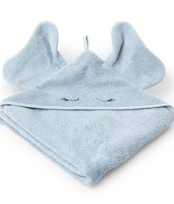 Liewood håndkle med hette, Augusta Elefant Baby Blue