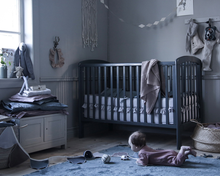 Ng Baby, Sengehest av lin med VOLANG, Lysgrå - Bilde 3