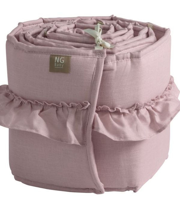 Ng Baby, Sengeskjerm av lin med VOLANG, Lys rosa