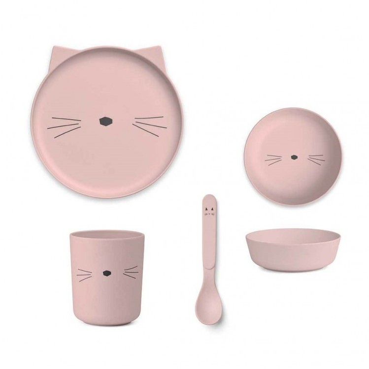 Liewood, matsett i bambus, Cat sweet rose