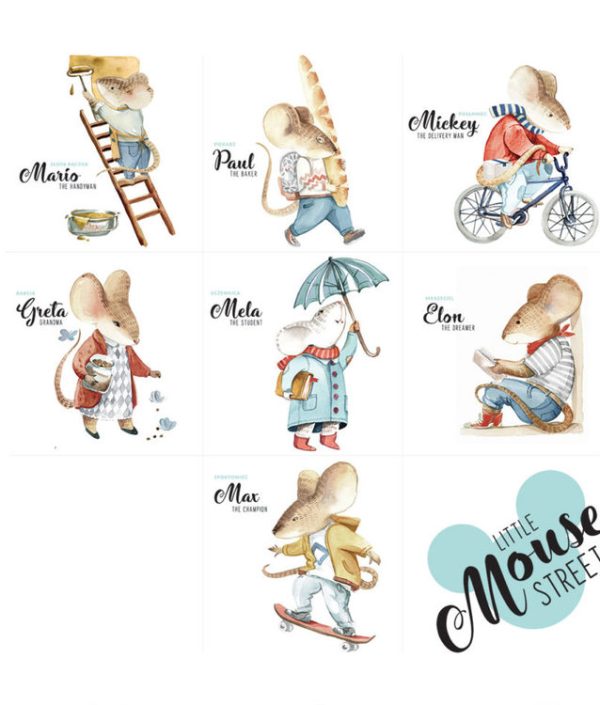 Dekornik, Veggklistremerker Little Mouse Street