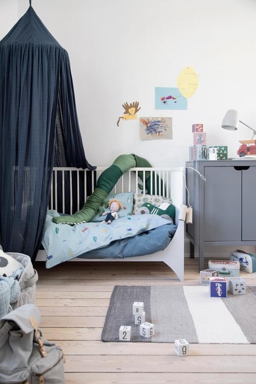 Sebra sengehimmel royal blue med lysslynge - Bilde 2