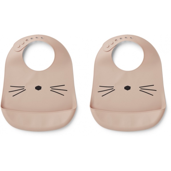 Liewood, Tilda silikon smekke 2-pakk, cat rose