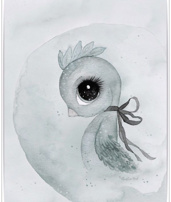 Plakat Bird A4, By Christine Hoel, Tavle til barnerommet