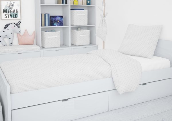 Babylove, Sengesett grå prikker 90x160 til juniorseng/barneseng