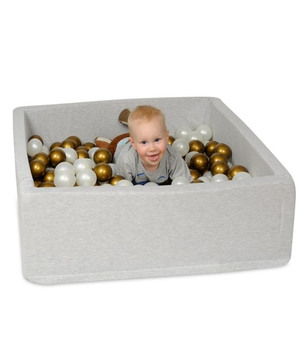 Stort rektangulært lysegrått ballbad 90x90x30 cm
