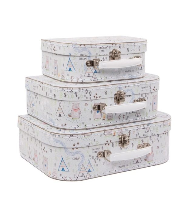 Sass & Belle, oppbevaringsbokser koffert Skog, 3-pack
