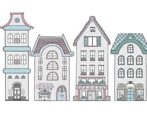 Veggklistremerke hus i byen