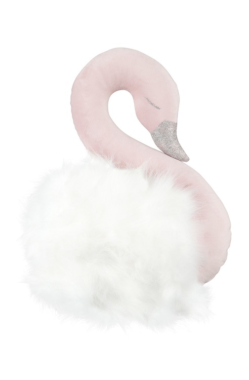 Veggdekorasjon pudderrosa svane med hvit dun, Cotton & Sweets