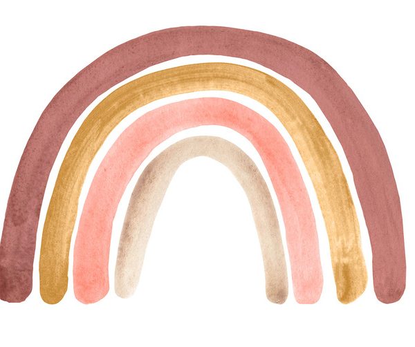 Babylove, dusty pink rainbow, regnbue veggklistremerke