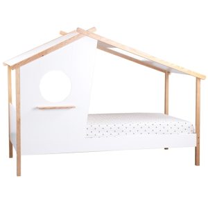 Hvit/natur husseng halvhus 90x200 med oppbevaring