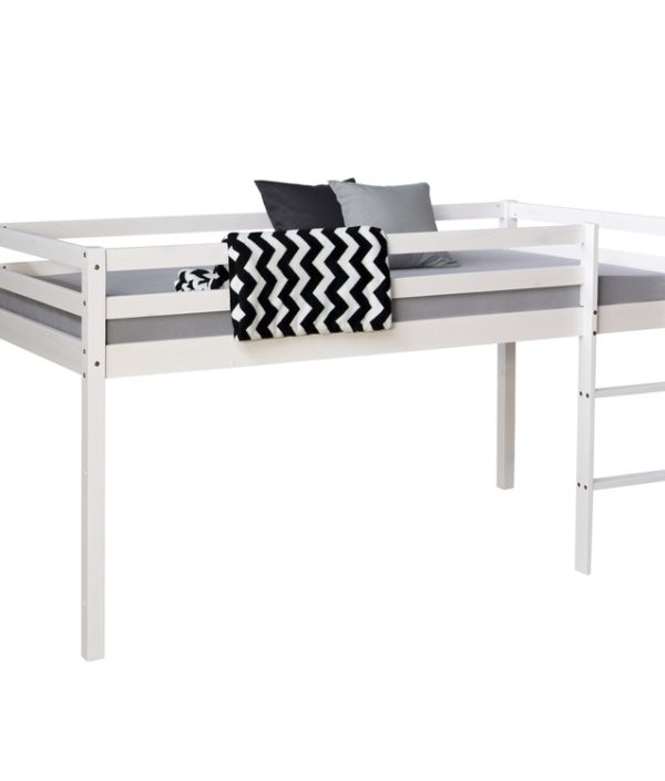 Hvit loftsseng til barnerommet 90x200 cm