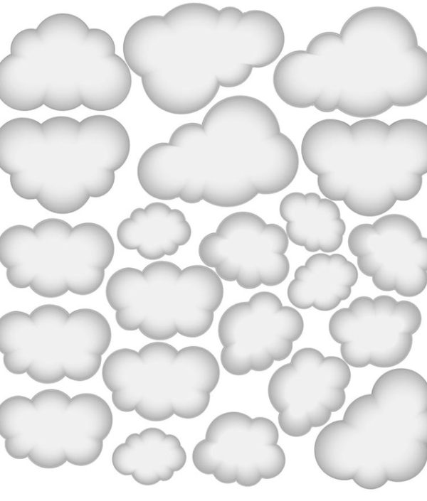 Babylove, grå skyer wallstickers 22 stk.