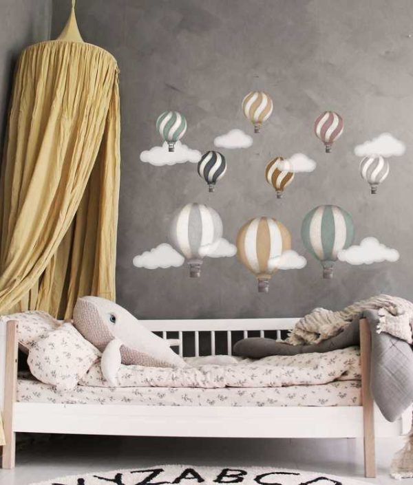 Dusty gold luftballonger vintage veggklistremerker, Stickstay