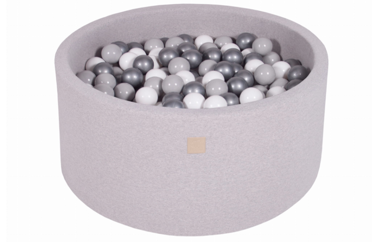 Meow, lysegrå ballbasseng 90x40 med 300 baller (white, silver, grey)