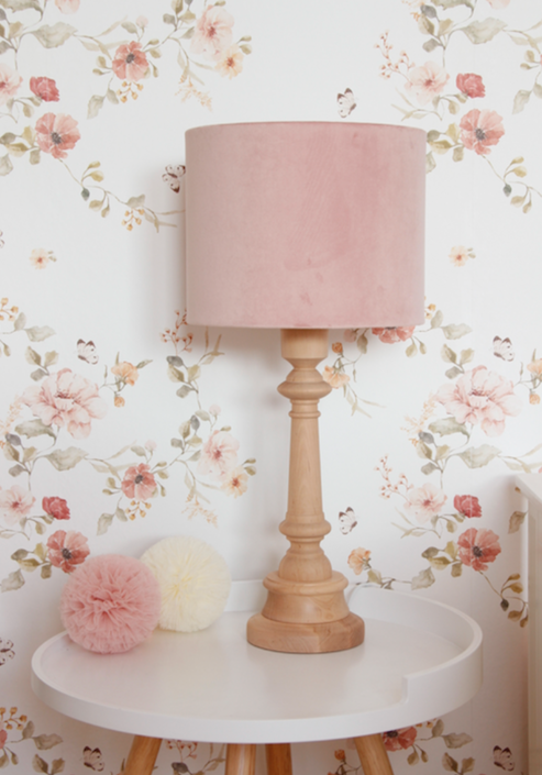 Lamps&Company, Bordlampe til barnerommet, rosa fløyel