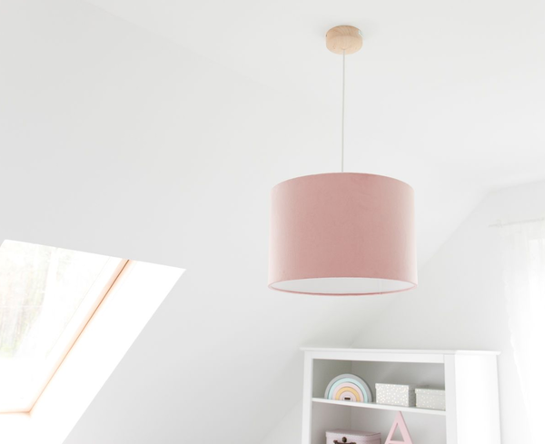 Lamps&Company, Rosa fløyel taklampe til barnerommet