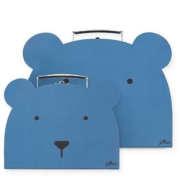 Jollein, oppbevaringsbokser koffert 2 pakk, animal club steel blue