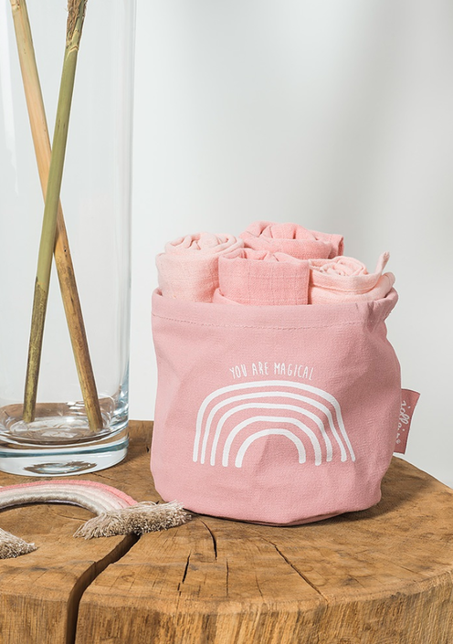 Jollein, oppbevaringskurv rainbow blush pink