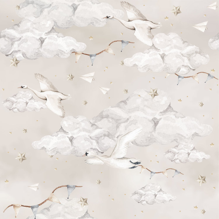 Dekornik, tapet Magic Swans Beige