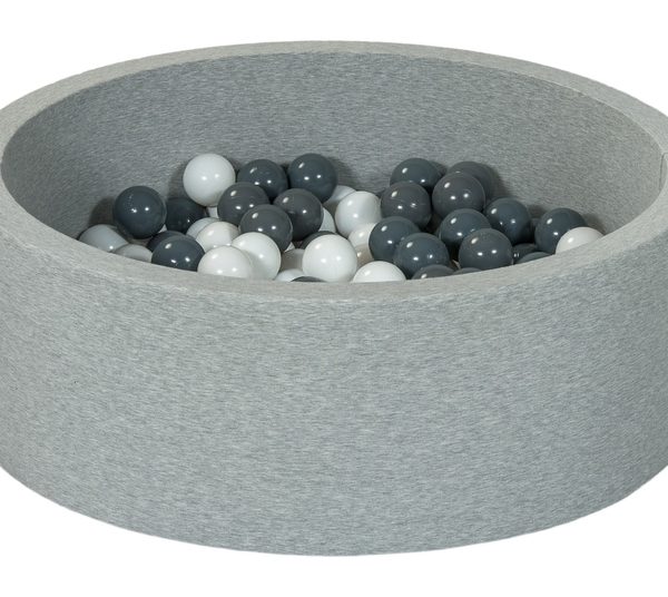 Lysegrå ballhav BASIC, 90x30 med baller (hvite, grå)