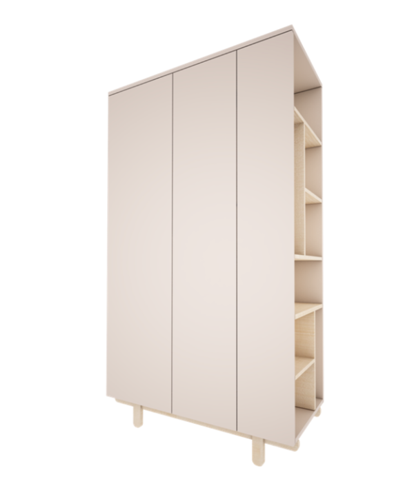 Woodluck, garderobe med bokhylle, BASIC