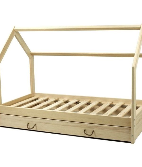Natur husseng 80x160 til barnerommet med oppbevaringskasse