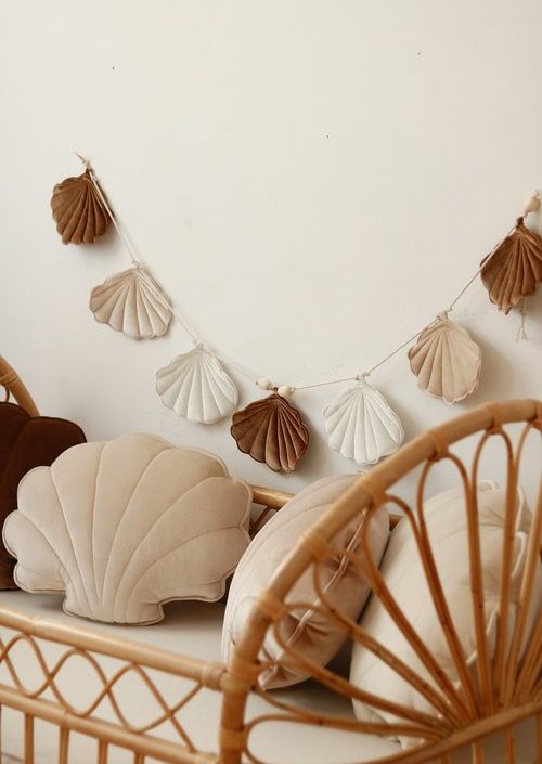 Moi Mili, vimpel i fløyel snegl Beige pearl