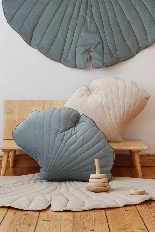 Moi Mili, lekematte i fløyel ginkgo, grey mint - Bilde 2