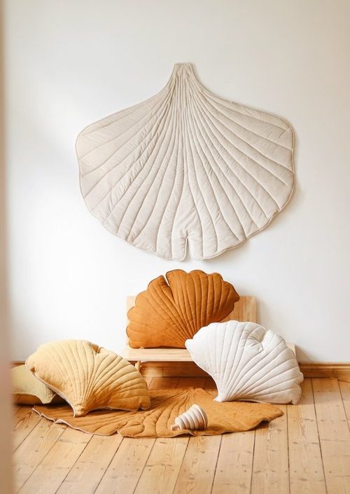 Moi Mili, lekematte i fløyel ginkgo, cream