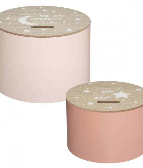 Rosa oppbevaringsbord til barnerommet, 2-pack