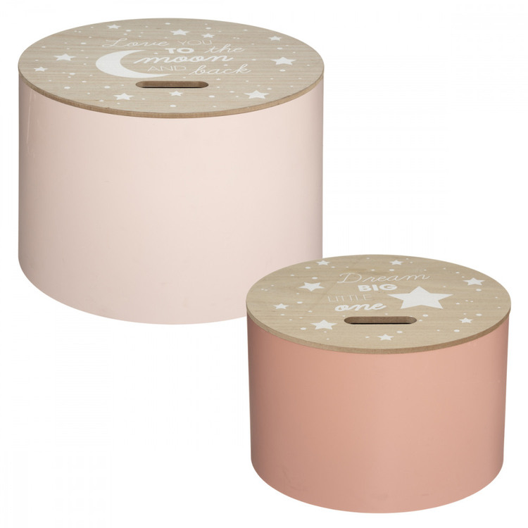 Rosa oppbevaringsbord til barnerommet, 2-pack