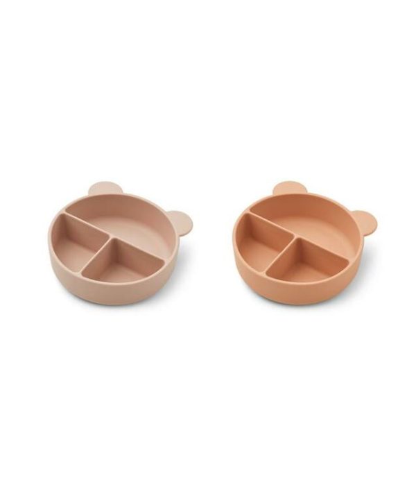 Liewood, Connie 2-pakk silikonskål med rom, Rose mix