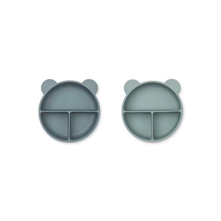 Liewood, Connie 2-pack silikonskål med rom, Whale blue mix - Bilde 2