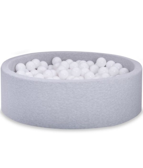 Lysegrå ballbad BASIC, 90x30 med hvite baller