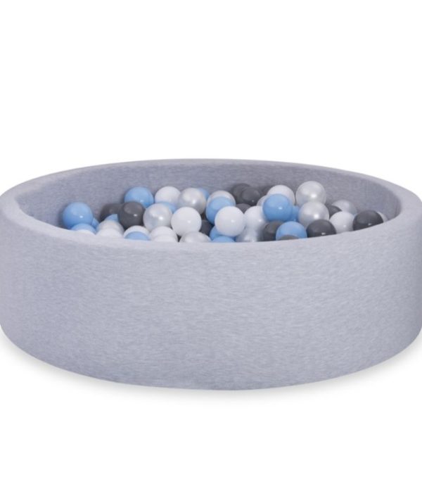 Lysegrå ballhav BASIC, 90x30 med baller (baby blå, grå, pearl, hvit)