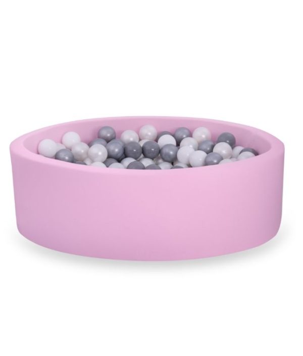 Rosa ballbad BASIC, 90x30 med baller (grå,sølv,perle,hvit)