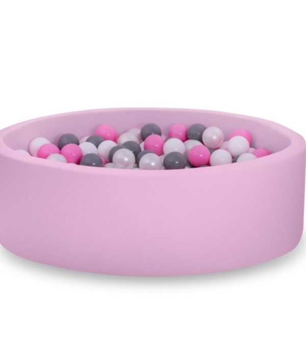 Rosa ballhav BASIC, 90x30 med baller (grå,rosa,pearl,hvit)