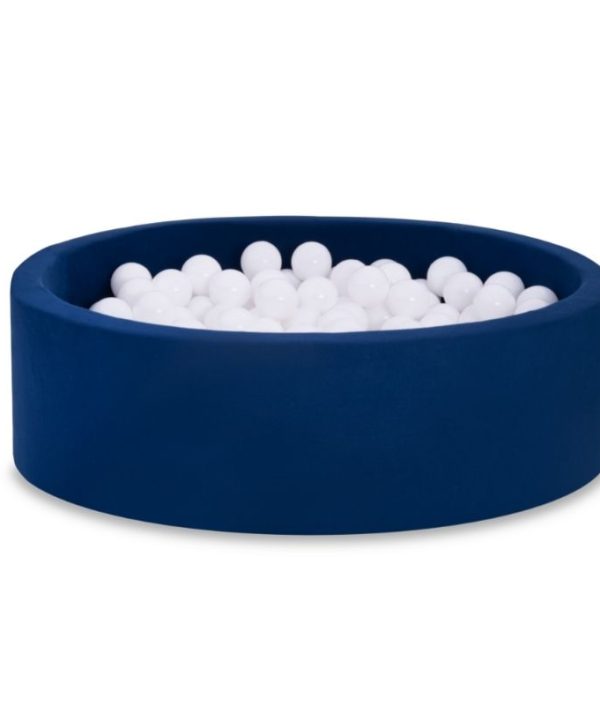 Mørkeblå ballbasseng BASIC, 90x30 med hvite baller