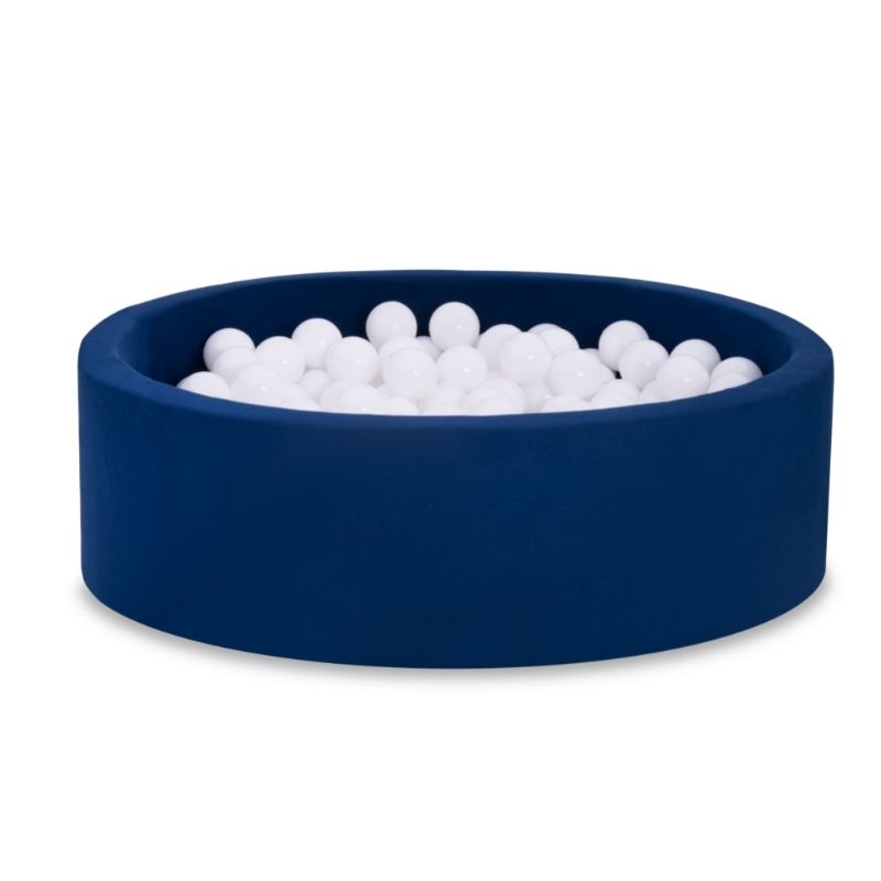 Mørkeblå ballbasseng BASIC, 90x30 med hvite baller